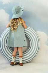 Kids Organic Cotton Sun Hat Mint Checkered