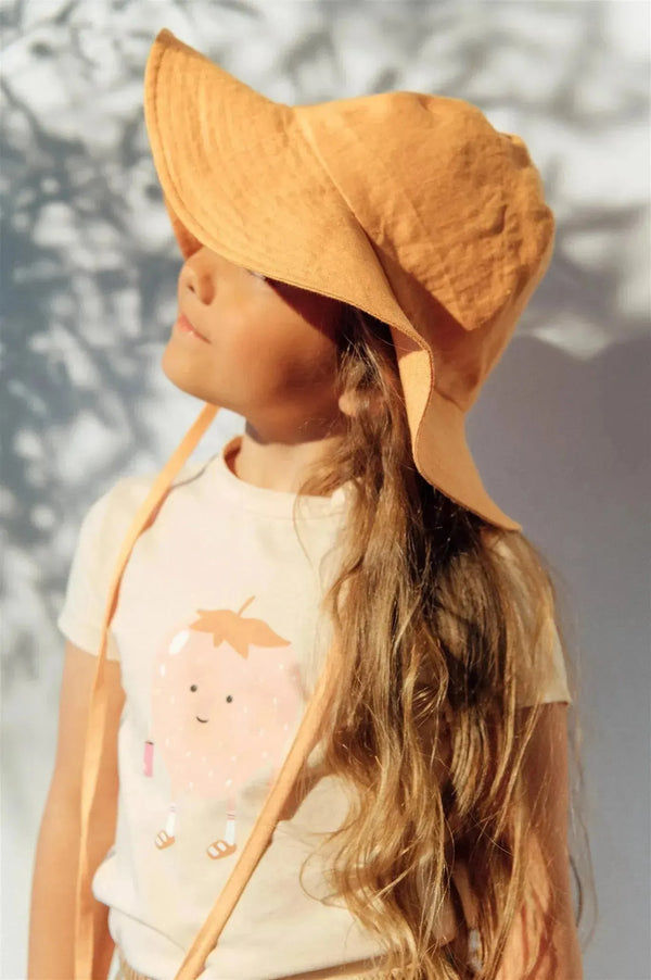 Girl's linen sunhat - Orange