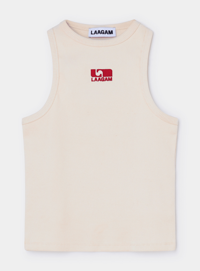 ECRU EMBROIDERED LOGO TANK TOP