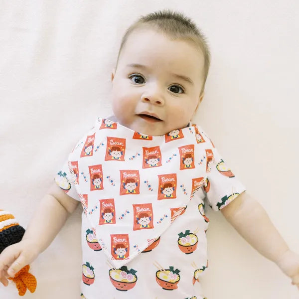 Organic Cotton Bandana Bibs 2pcs Set - Chocolate Sticks + Milky Candy