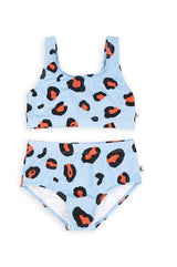 Leopard print girl bikini and tween bikini online. Eco friendly kids bikini, made from recycled materials and with UPF 50. Shop the best kids summer clothing.