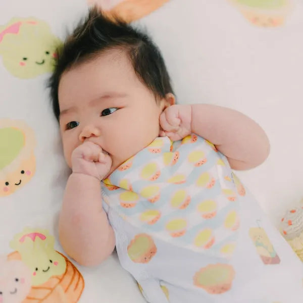 Organic Cotton Bandana Bibs 2pcs Set - Milk Tea + Egg Tart Combo