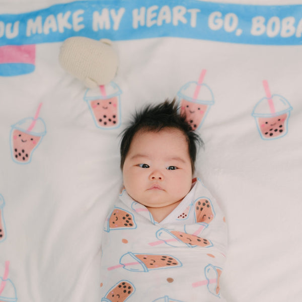 Fleece Milestone Blanket for Baby Photography - You Make My Heart Go Boba Boba