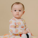 cute baby in dim sum bamboo zip romper sleepwear