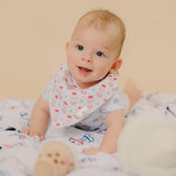 Organic Cotton Bandana Bibs 2pcs Set - Lemon Tea + Yogurt Drink