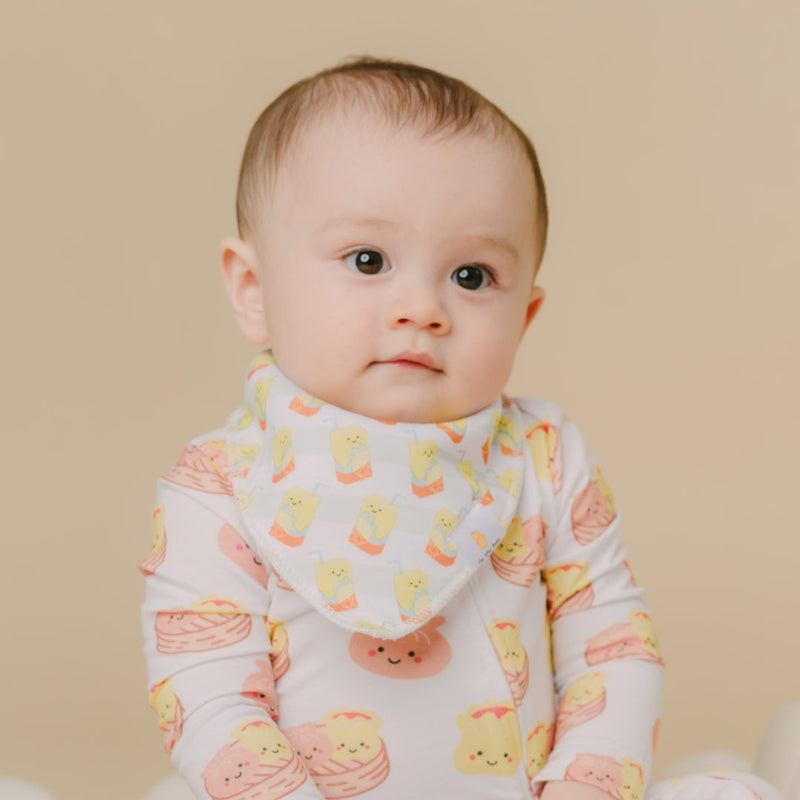 Organic Cotton Bandana Bibs 2pcs Set - Lemon Tea + Yogurt Drink