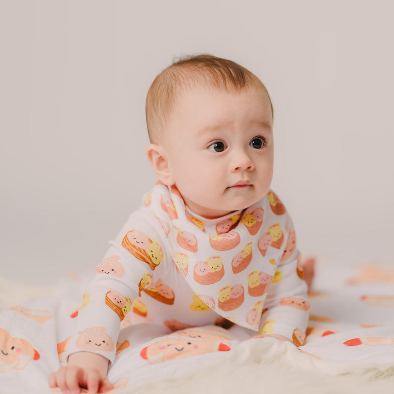 cute baby wearing the wee bean dim sum bib