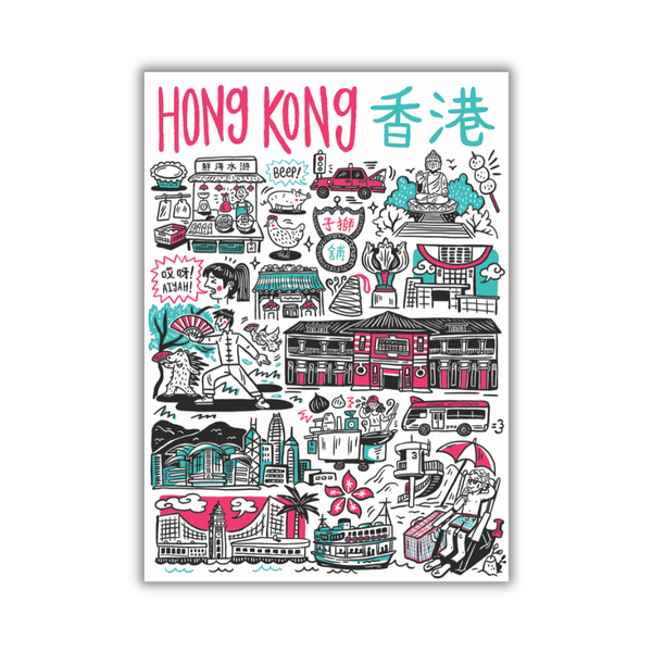 TEA TOWEL - Hong Kong Doodle