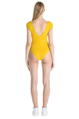Yellow Off the Shoulder Reversible Swimsuit - Andrea
