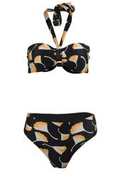 Serena Mid-Rise Bikini Bottom in Ginkgo Black