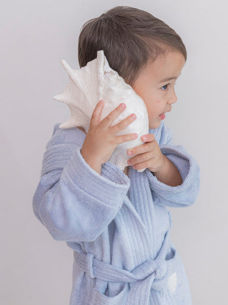 Bamboo Organic Cotton Bathrobe - Seashell Blue