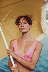 Sustainable bikini - pink bikini online by Louise Misha/ The best and most comfortable bikini for women & moms with Mini Me matching swimsuit available.
