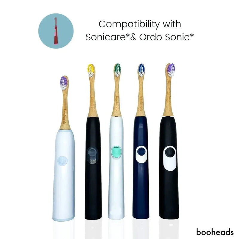 Soniboo - 竹电动牙刷头，兼容 Sonicare* |深层清洁粉色版 2PK