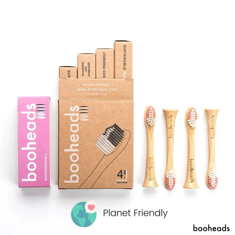 Soniboo - Bamboo Electric Toothbrush Heads Compatible with Sonicare* | Deep Clean 4PK PINK EDITION