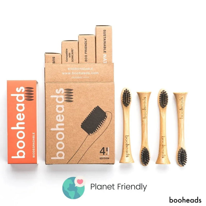 Soniboo - Charcoal Bamboo Electric Toothbrush Heads Compatible with Sonicare* | Whitening Clean 4PK