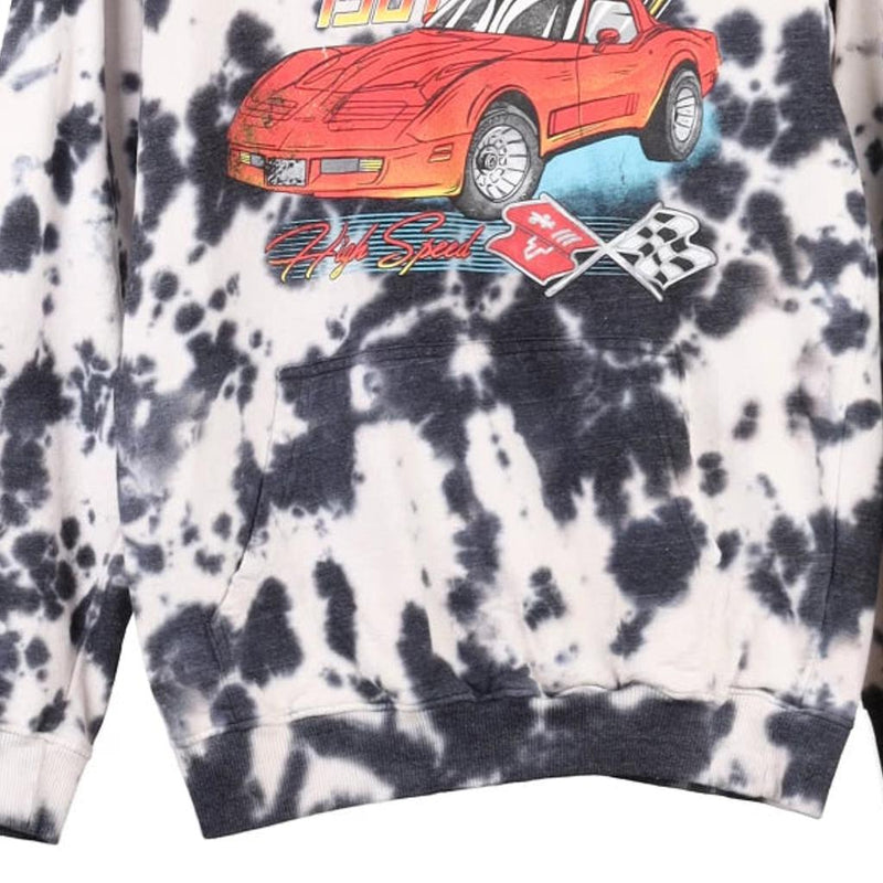 Corvette Chemistry Tie-Dye Hoodie - Small Black & White Cotton Blend