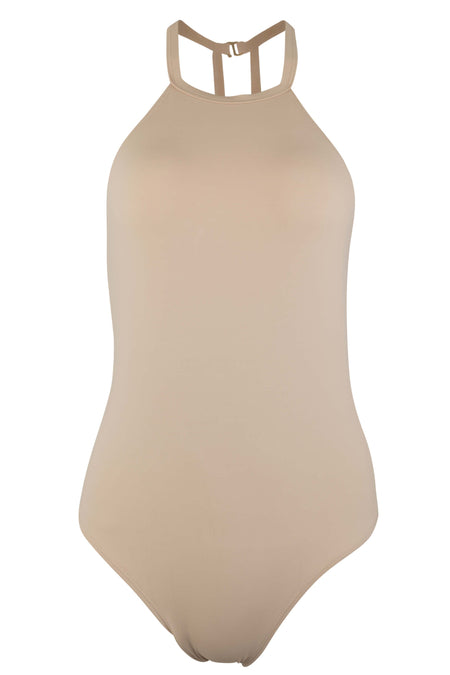 Denise - High Neck One Piece Swimsuit in Camel
