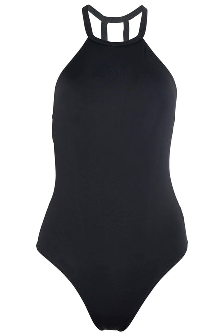 Denise - High Neck One Piece Swimsuit in Black