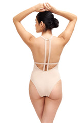 Denise - 驼色高领连体泳衣