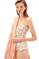 Eco friendly women swimsuit in Indiana print is made from soft recycled polyester. Perfect fit swimsuit for any body type to make you look fashionable.
