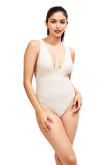 Helena Deep Plunge Swimsuit in Platinum
