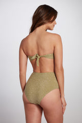 Claire High Waist Bikini Bottom Lurex Green