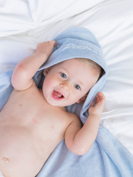 Bamboo Organic Cotton Hooded Towel - Seashell Blue (Personalized)