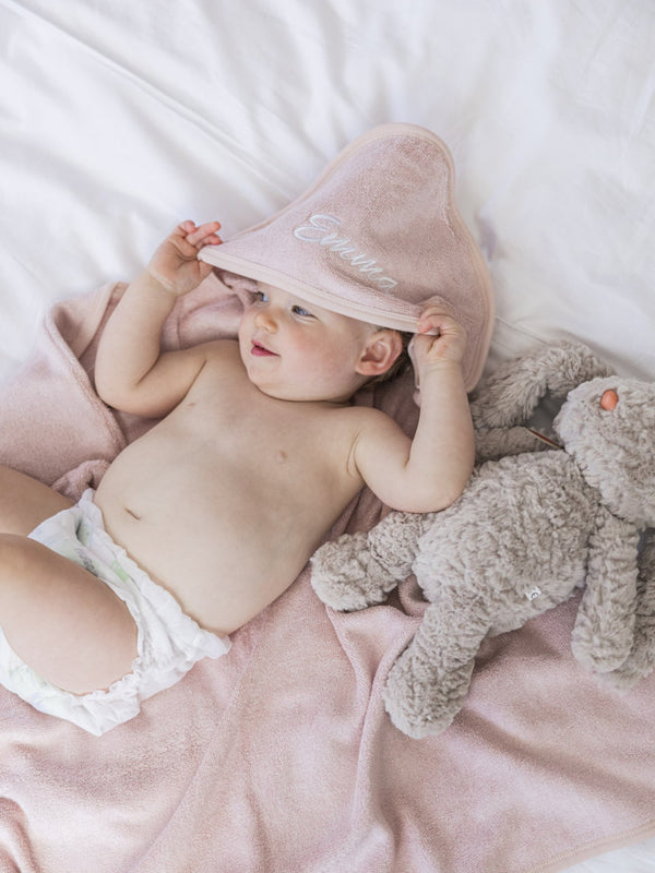 Bamboo Organic Cotton Hooded Towel - Seashell Pink (Personalized)