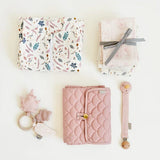 Muslin Cloth, Printed, 2-pack - GOTS Pressed Leaves Rose