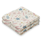 Muslin Cloth, Printed, 2-pack - GOTS Pressed Leaves Rose