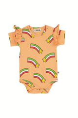 Shop organic cotton baby body in peach colour online at MiliMilu. This organic cotton fabric is extra soft and suitable for babies with sensitive skin eczema.