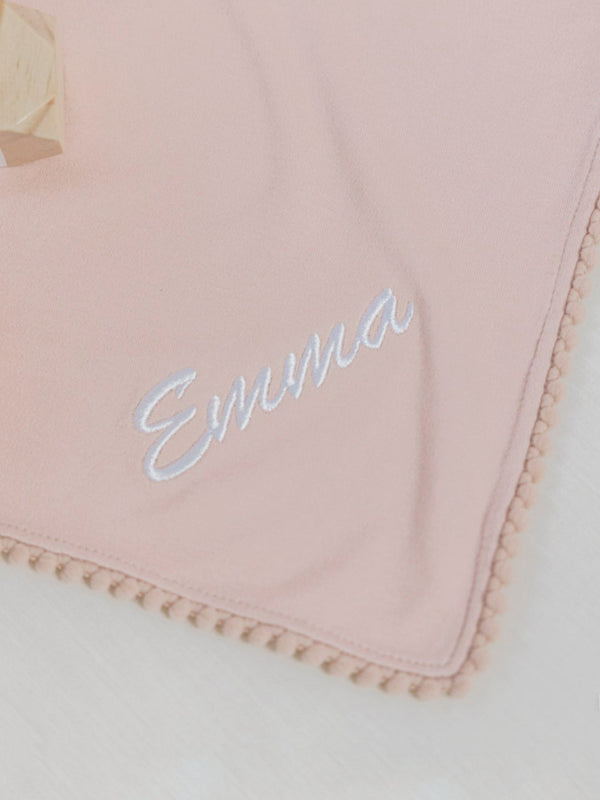 Bamboo Organic Cotton Swaddle Blanket - Seashell Pink (Personalized)