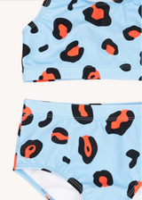 Leopard print girl bikini and tween bikini online. Eco friendly kids bikini, made from recycled materials and with UPF 50. Shop the best kids summer clothing.