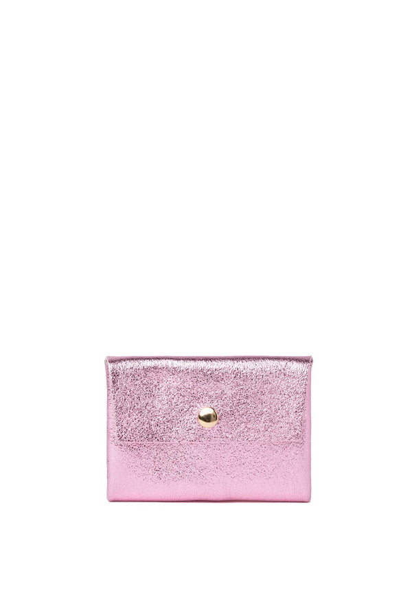 Metallic Leather Coin Bag Rose-Clair - RUE MADAME | BOUTIQUE PARISIENNE