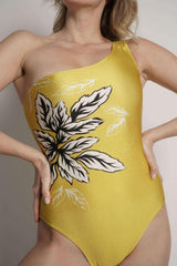 Yellow One Shoulder One Piece Swimsuit - Becky