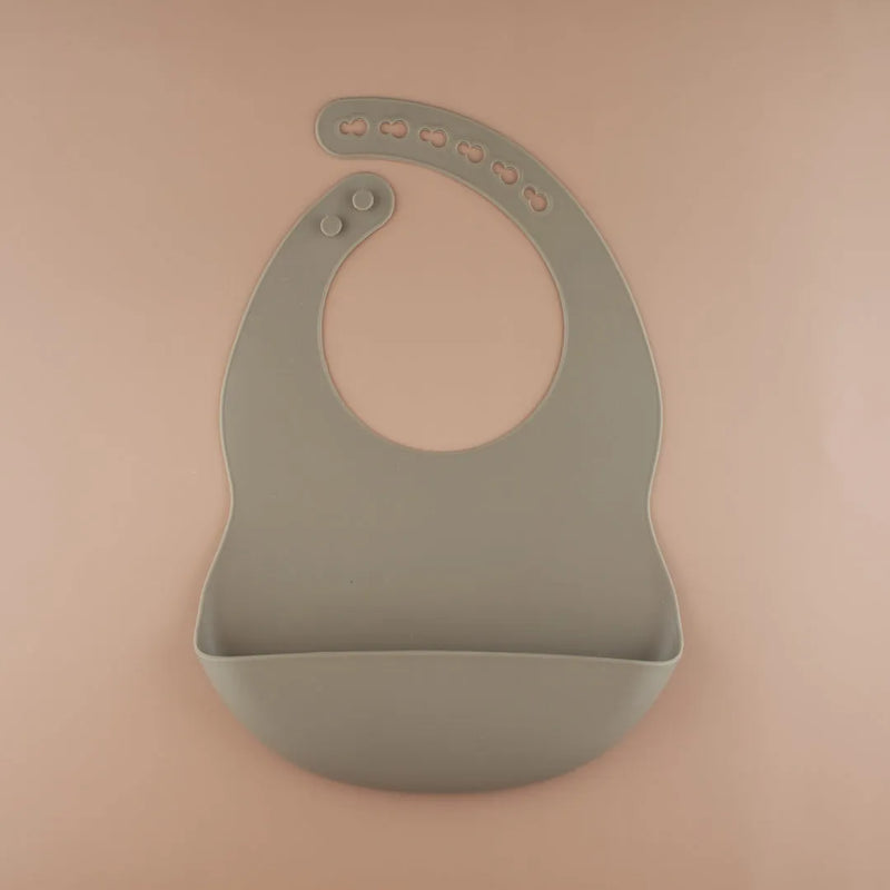 Set of Beige Jungle and Silver Sage Silicone Bib