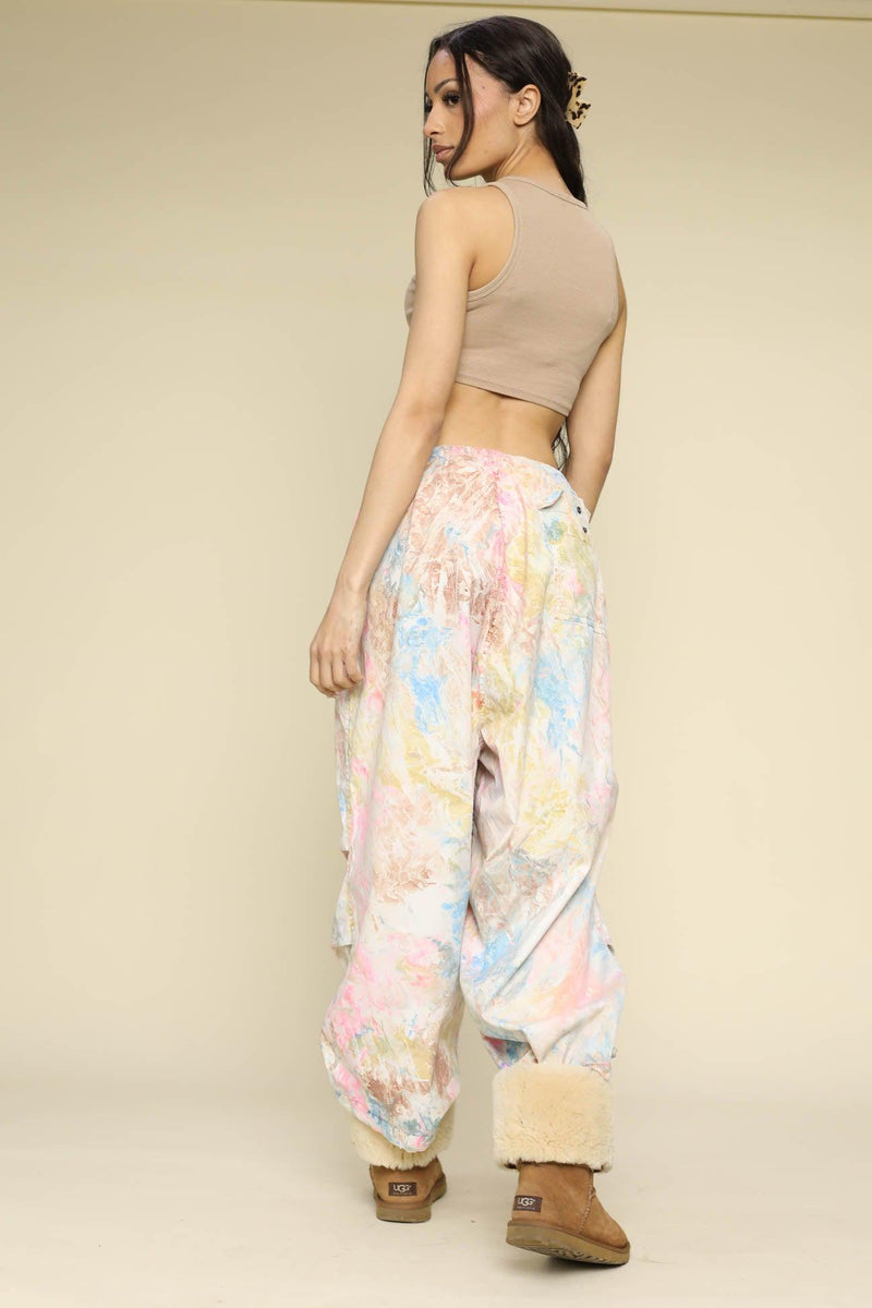 Vintage Rework Parachute Marble Dye Pants - M