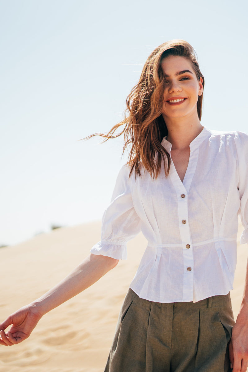 Grace - Linen Blouse by Anse Linen.