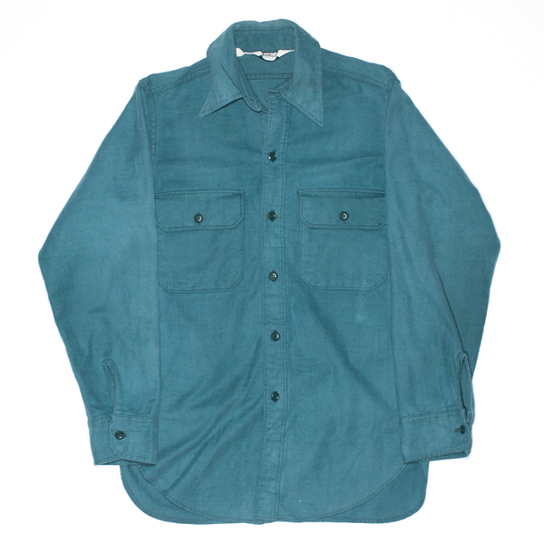 WOOLRICH Blue Cotton Plain Long Sleeve Shirt Mens S