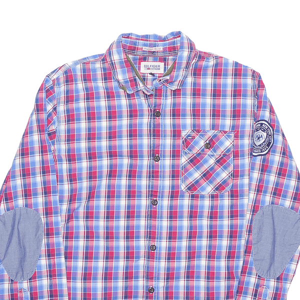 TOMMY HILFIGER Blue Cotton Checked Long Sleeve Shirt Mens M