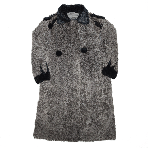 BOSTROMS Boucle Grey 80s Wool Overcoat Jacket Womens L