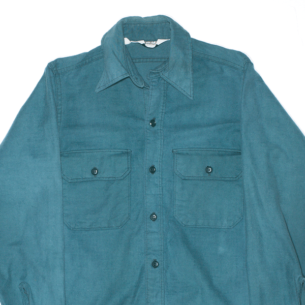 WOOLRICH Blue Cotton Plain Long Sleeve Shirt Mens S