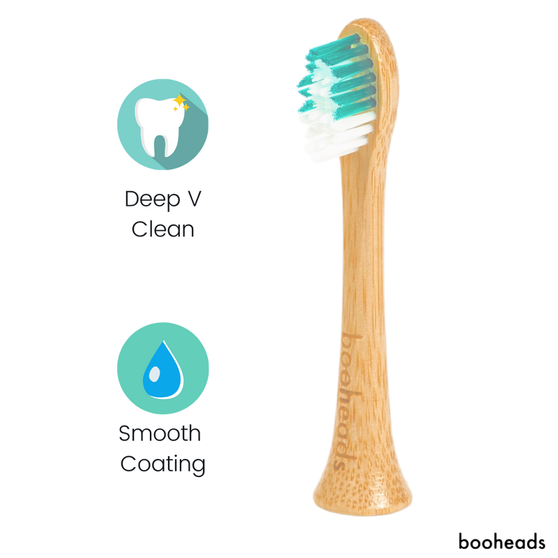 booheads - 4 件裝 - 竹製電動牙刷頭 - 深層清潔 - 多色 |與 Sonicare 兼容 |可生物降解 環保 可持續