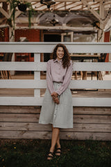 Linen skirt with buttons DAISY XL Sage Green