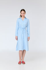 Aurora - long sleeve linen midi shirt dress