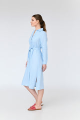 Aurora - long sleeve linen midi shirt dress