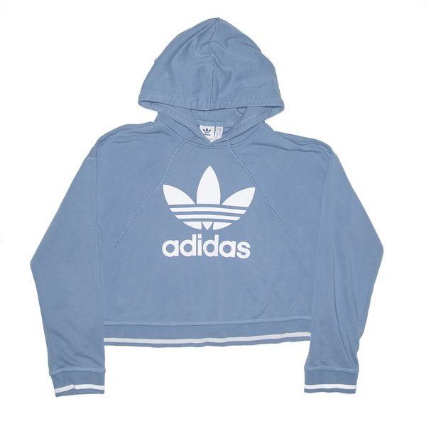 ADIDAS Sports Cropped Blue Pullover Hoodie Womens S