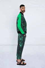 Bomber Jacket In Green Swirl Pre Order