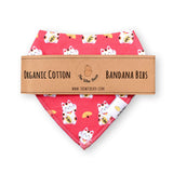 Organic Cotton Bandana Bibs 2pcs Set - Fortune Lucky Cat Maneki Neko