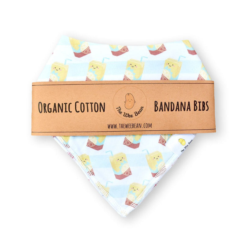 Organic Cotton Bandana Bibs 2pcs Set - Lemon Tea + Yogurt Drink
